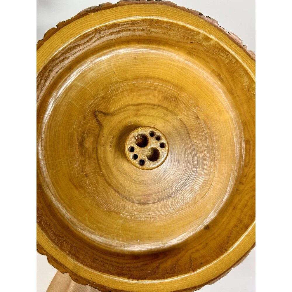 Mid Century Vintage Rustic Handcrafted Live Edge Nut Cracker Bowl Set